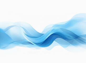 Wall Mural - grainy texture of flowing, translucent blue waves against a white background. the image evokes a sen