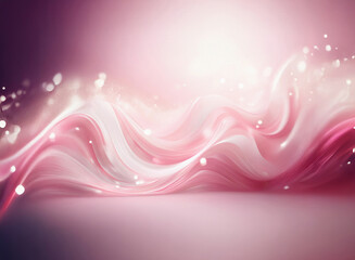 Poster - Abstract image with soft pink and white flowing waves.  Grainy texture and sparkling lights create a dreamy, ethereal effect.