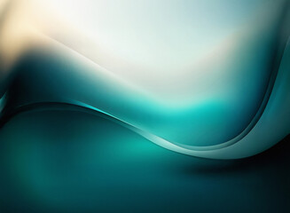 Fototapete - Abstract image with grainy texture.  Fluid, teal and white waves create a smooth, flowing design.  Subtle light and dark gradients add depth.