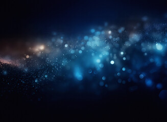 Poster - A grainy, textured abstract image featuring a swirling nebula of blue and orange light.  The bokeh effect creates a sense of depth and movement.