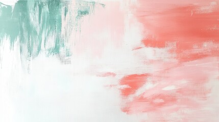 Aufkleber - Soft pastel coral and mint brushstrokes create a calming abstract background suitable for various decor styles