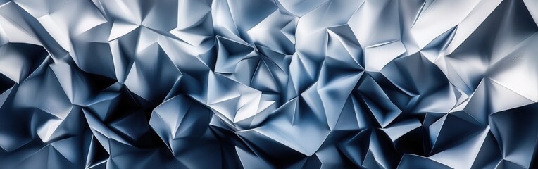 Poster - Modern low-poly gradient background showcasing intricate geometric shapes and textures in cool tones