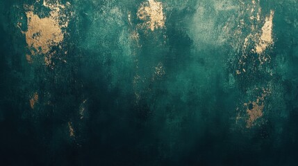 Poster - Textured abstract background showcasing deep emerald hues with golden accents for creative inspiration and artistic projects