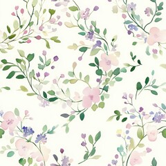 Aufkleber - Serene watercolor doodle designed with delicate floral forms and soft color palette creating a calming atmosphere