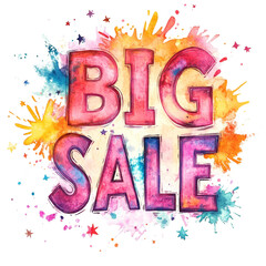 Wall Mural - Watercolor Big Sale Announcement Colorful Splatter