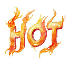 Wall Mural - watercolor flames forming the word hot