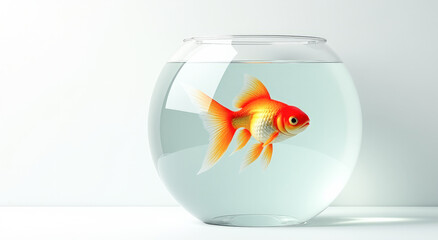 goldfish in a round aquarium