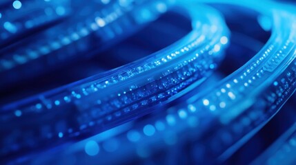 Wall Mural - abstract blue fiber optic cable