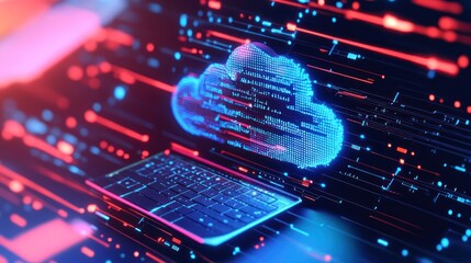 Wall Mural - cloud computing abstract illustration