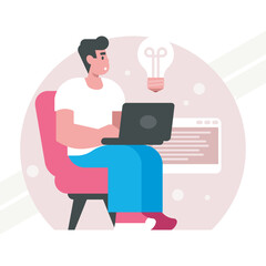 Wall Mural - programmer at work illustration