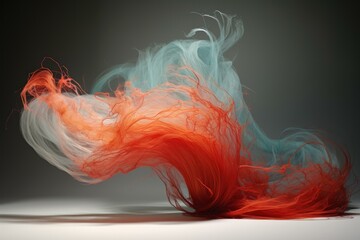 Wall Mural - Orange and teal fibers swirling together, creating a dynamic and abstract composition