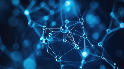 Network structure chemical bonds in molecular level of lines and points, dots and connections