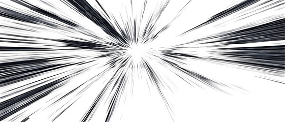 Wall Mural - comic-style radial lines for motion effects, with a bold black pattern. isolated on white background