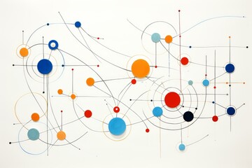 intricate network visualized with colorful dots and lines, symbolizing connections, data flow, or co