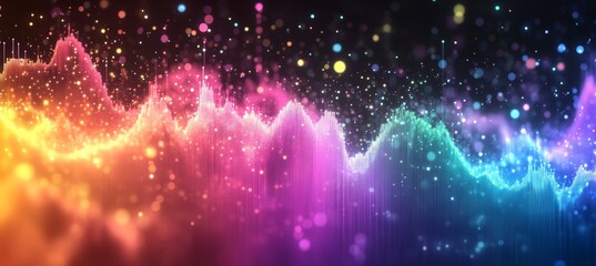 Poster - Colorful digital company data graph. Business finance stock market statistic growth. Generative AI technology.	
