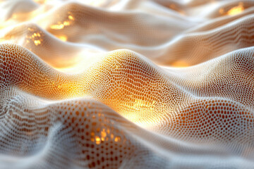 Aufkleber - Abstract image of a textured, undulating surface, illuminated by warm light, resembling a honeycomb or reptile skin.