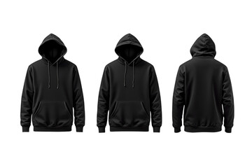 Wall Mural - Hoodies displayed in front, back, and side views, isolated on a white background. Perfect for fashion presentation or apparel design concepts. Ai generative