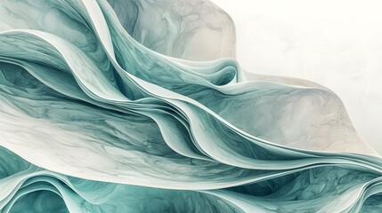 Leinwandbilder - Elegant and High End Mint Green Fluid Marble Design with Intricate Swirling Patterns and Glossy Finish Creating a Mesmerizing and Captivating Visual Appeal