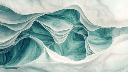 Fototapete - Stunning abstract background featuring a mesmerizing mint green marble fluid texture with natural wave like patterns and soft glossy reflections for an elegant and contemporary design touch