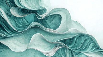 Poster - Mint Green Marble Abstract Design with Fluid Swirling Textures and a Refined Appearance Suitable for Luxurious Backgrounds and Compositions