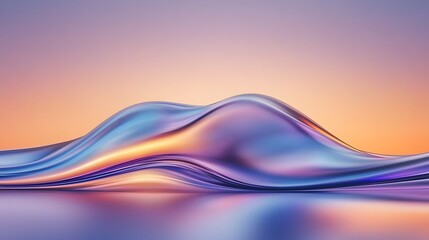 Poster - Breathtaking abstract sunset landscape with seamless blends of vibrant orange pink and purple hues over rolling hills and a serene ethereal sky creating a mesmerizing dreamlike visual composition
