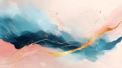 Aufkleber - Vibrant Fluid Abstract Painting Wallpaper with Dynamic Brushstrokes and Colorful Hues  This contemporary digital artwork features a modern appeal with a captivating abstract texture and fluid motion