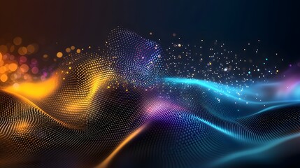 Fototapete - Abstract digital background featuring interconnected geometric elements and fluid structures designed to represent the concept of digital intelligence and network capabilities with a clean modern