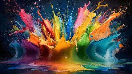 Fototapete - Stunning abstract wallpaper with colorful paint splashes radiating across the canvas creating a visually rich and expressive background ideal for creative projects and modern interiors