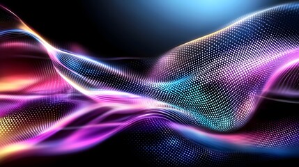 Fototapete - Mesmerizing Waves of Luminous Hues   Captivating Abstract Digital Artwork Showcasing Colorful Flowing Waves of Light in Vivid Purple Blue