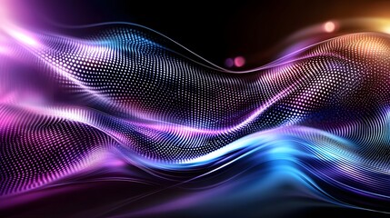 Fototapete - Mesmerizing abstract image featuring vibrant fluid waves of luminous purple blue and pink lights creating a dynamic