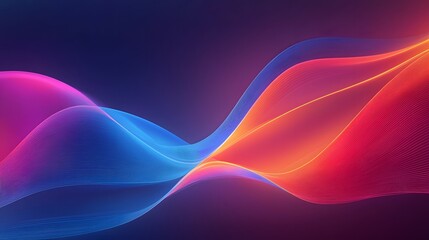 Fototapete - Mesmerizing abstract 3D wallpaper featuring a captivating display of flowing colorful neon light lines that create a dynamic visual rhythm and a soft glowing effect against a dark canvas