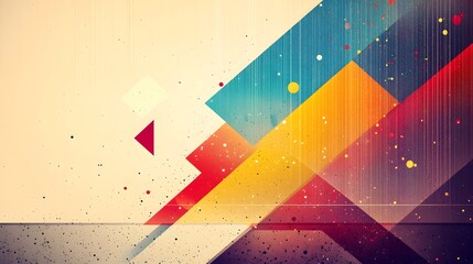Fototapete - Contemporary Bold Geometric Abstract Wallpaper Artwork with Harmonious Color Splashes Creating a Visually Appealing Digital Art Piece
