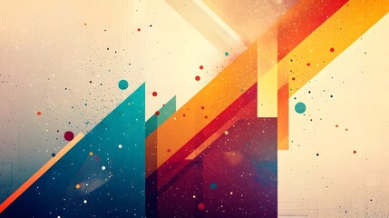 Leinwandbilder - Harmonious Abstract Geometric Wallpaper Design with Bold Color Splashes and Intricate Structures   A visually appealing digital art piece featuring a contemporary and stylish pattern of geometric