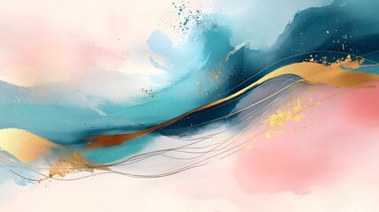 Poster - Captivating Contemporary Abstract Design with Expressive Multicolored Brushstrokes and Smooth Textures An eye catching and visually striking digital painting that blends bold colors fluid shapes