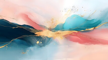 Leinwandbilder - Stunning abstract painting with intricate layers of vibrant multicolored fluid textures creating a unique and contemporary visual art design that is perfect for modern home office