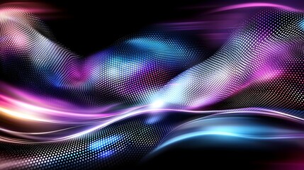 Wall Mural - Mesmerizing Abstract Digital Artwork with Flowing Waves of Vivid Colorful Lights in Purple Blue and Pink Tones Delivering a Sense of Dynamic Energy and Sleek Modern Appeal  Showcasing a Surreal