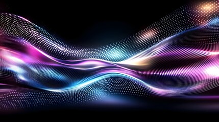 Fototapete - Mesmerizing Flowing Waves of Vibrant Colored Lights in Dynamic Abstract Wallpaper Design  Elegant and energetic aesthetic with a perfect blend of purple blue and pink tones creating a hypnotic