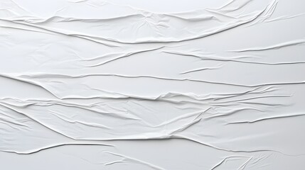Fototapete - Highly detailed and textured abstract background created from crumpled creased and glued white paper showcasing an intricate pattern of wrinkles and folds that provides a minimalistic stylish