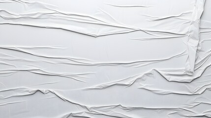 Poster - Abstract white crumpled and glued paper texture with intricate wrinkle patterns providing a minimalistic stylish and modern background for various design applications