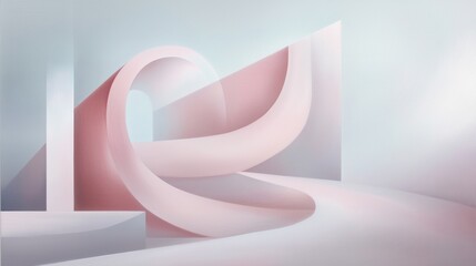 Wall Mural - a pink and white abstract painting with a spiral shape