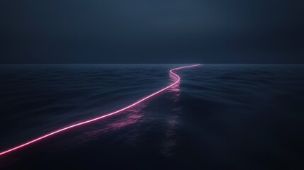 Wall Mural - a long pink line is shown in the water