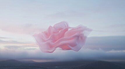 Wall Mural - a pink cloud is floating in the sky above a mountain range