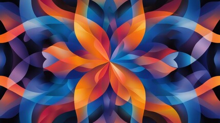 Wall Mural - a colorful flower with a blue center and orange petals