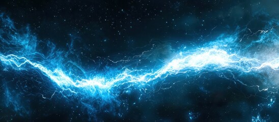 Wall Mural - Blue line of electricity in space