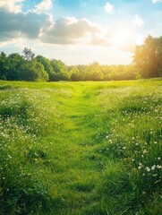 Canvas Print - Meadow Path at Sunrise