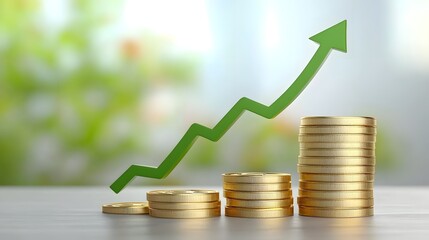 Poster - Dynamic Financial Concept Showcasing Gold Coins and a Growing Profit Graph to Represent Business Success and Long Term Investment Potential for Money Growth