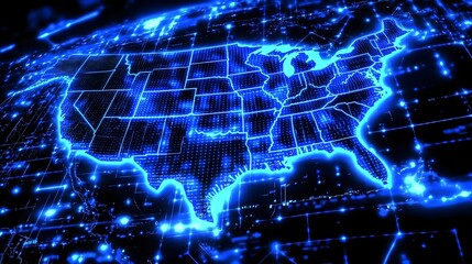 Fototapete - Secure Digital Infrastructure Encrypted Connections Safeguarding America s Cyber Defense Systems