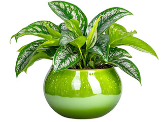 Wall Mural - Lush indoor plant care green aglaonema home office decorative pot bright environment close-up