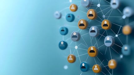 Fototapete - Conceptual digital artwork depicting the interconnected ecosystem of HR recruitment networks forming a circular web with candidate profiles data insights and AI driven talent acquisition processes