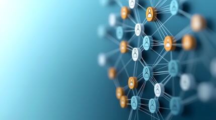 Aufkleber - Futuristic visualization of a circular web representing digital human resources recruitment networks with interconnected nodes and data driven analytics showcasing effective talent acquisition